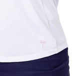 Golftini Women's Say Yes Long Sleeve Golf Polo Shirt - White/Navy