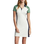 RLX Ralph Lauren Women's Colour Blocked Stretch Polo Golf Dress - Chic Cream/Fatigue Multi