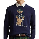 RLX Ralph Lauren Polo Bear 针织 2/48 棉 Coolmax 高尔夫套头衫 - 精致海军蓝