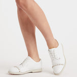 G/Fore Women's Gallivanter Leather Stud Cap Toe Golf Shoes - Stone