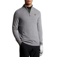 Lyle & Scott Merino Grid Texture 1/4 Zip - Pebble